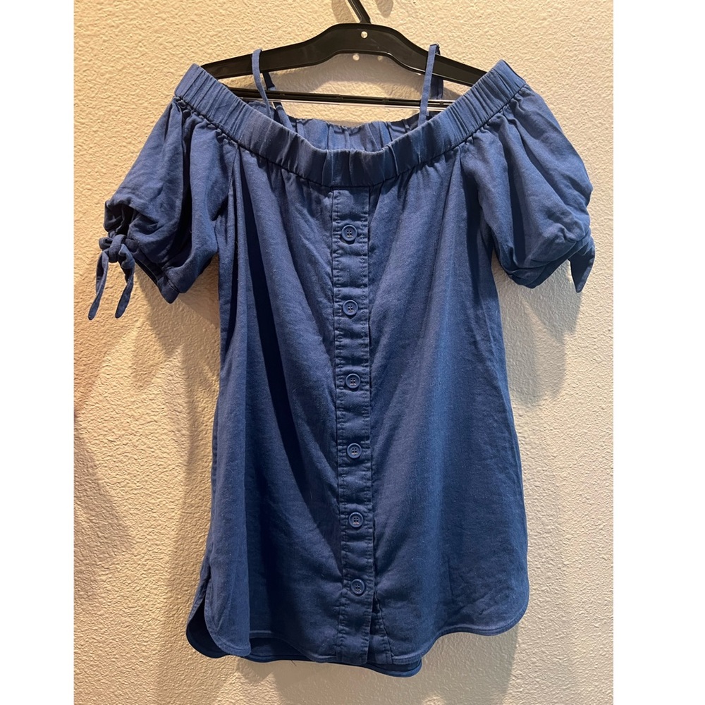 Denim blue off shoulder blouse